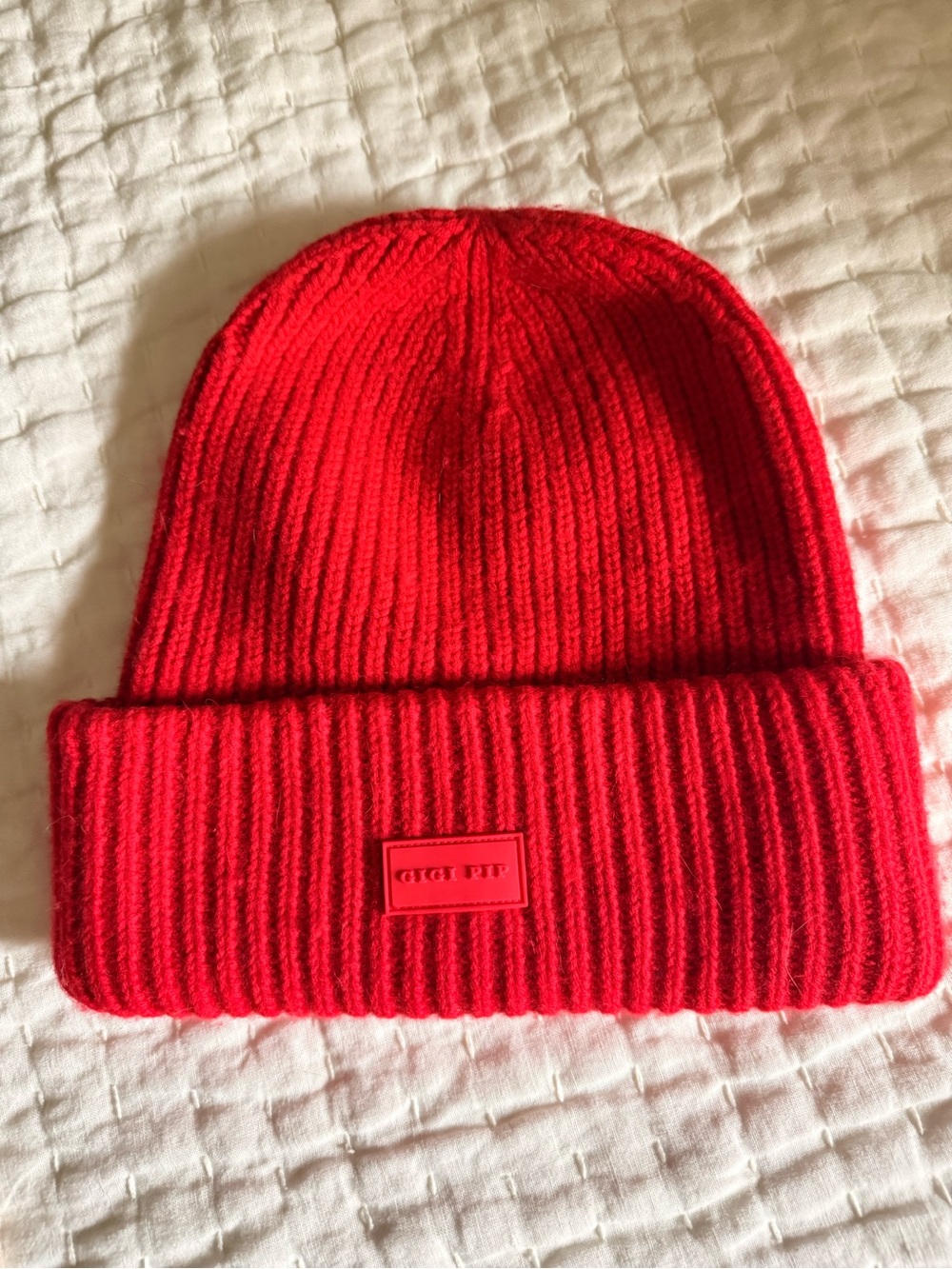 Gigi Pip Red Knit Beanie Hat Red